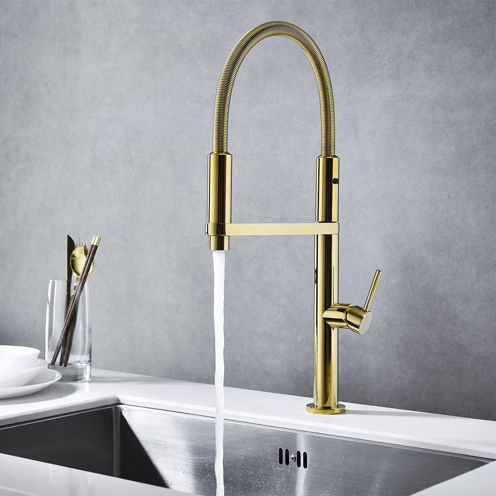 HMR - Single Hole High Arc Magnetic Kitchen Faucet Dual-function Spray