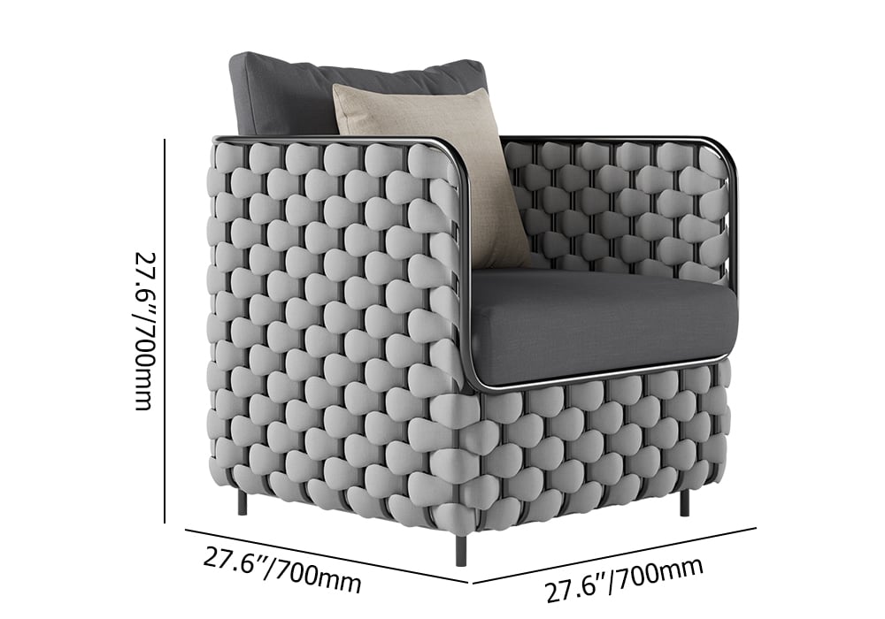 HMR - Martic 4-Pieces Aluminum Rope Outdoor Sofa Set with Faux Marble Coffee Table Cushion Pillow