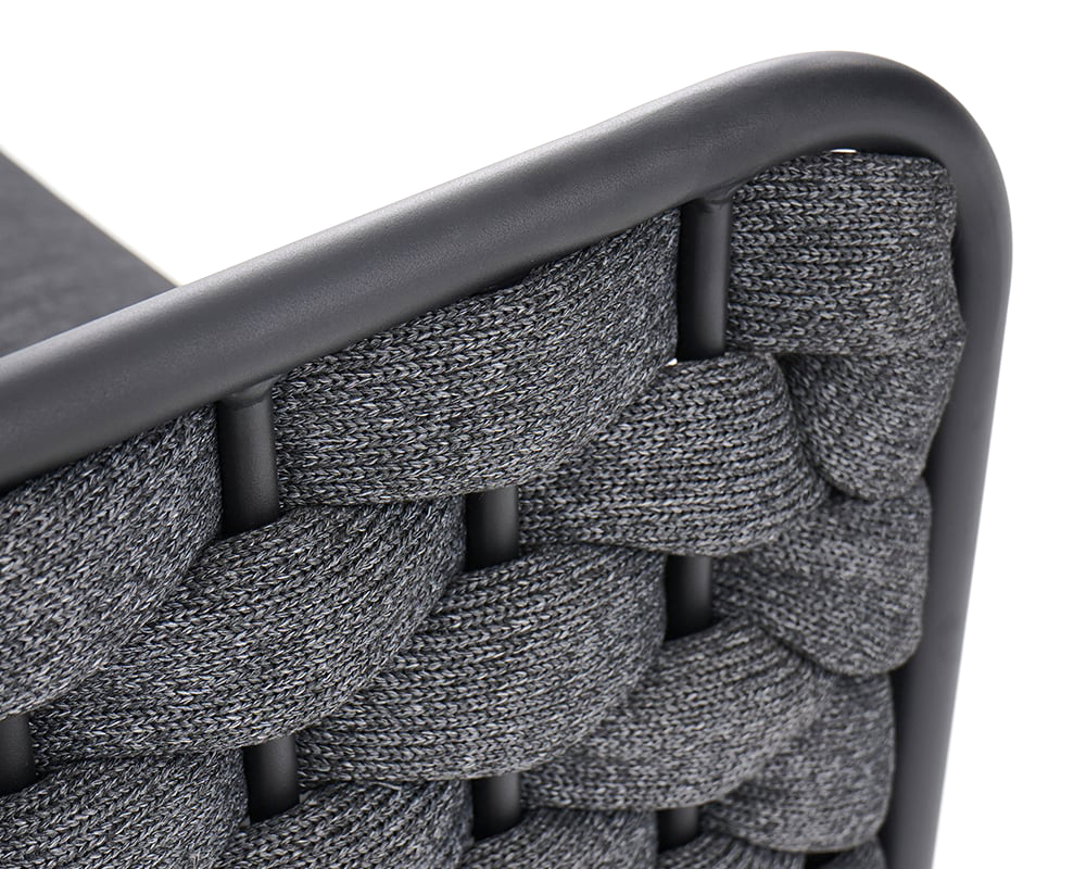 HMR - 27.6" Wide Modern Aluminum & Rope Outdoor Patio Sofa with Cushion in Black