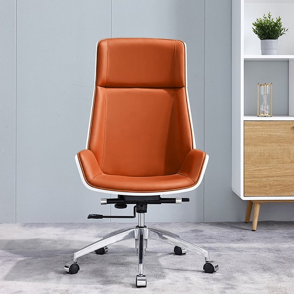 HMR - 2-Pieces Concise Modern White Office Desk and Adjustable Chair
