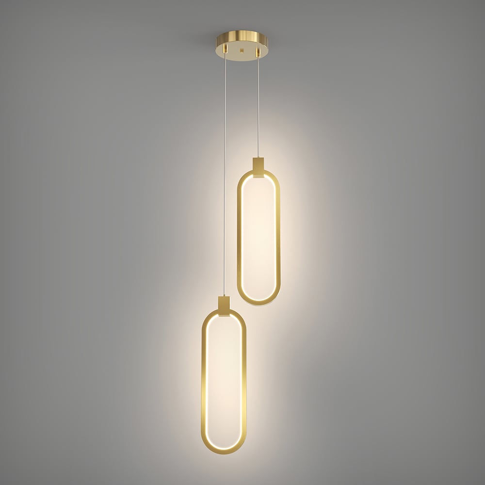 HMR - 2-Light Pendant Light Geometrical Shape Ceiling Light Adjustable Height