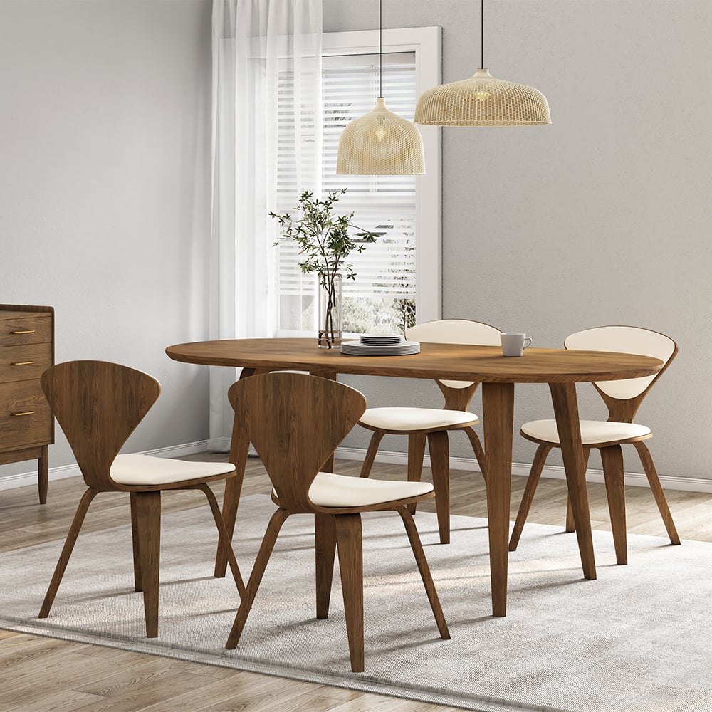 HMR - 63" Mid-Century Modern Oval Wood Dining Table Seats 6 People
