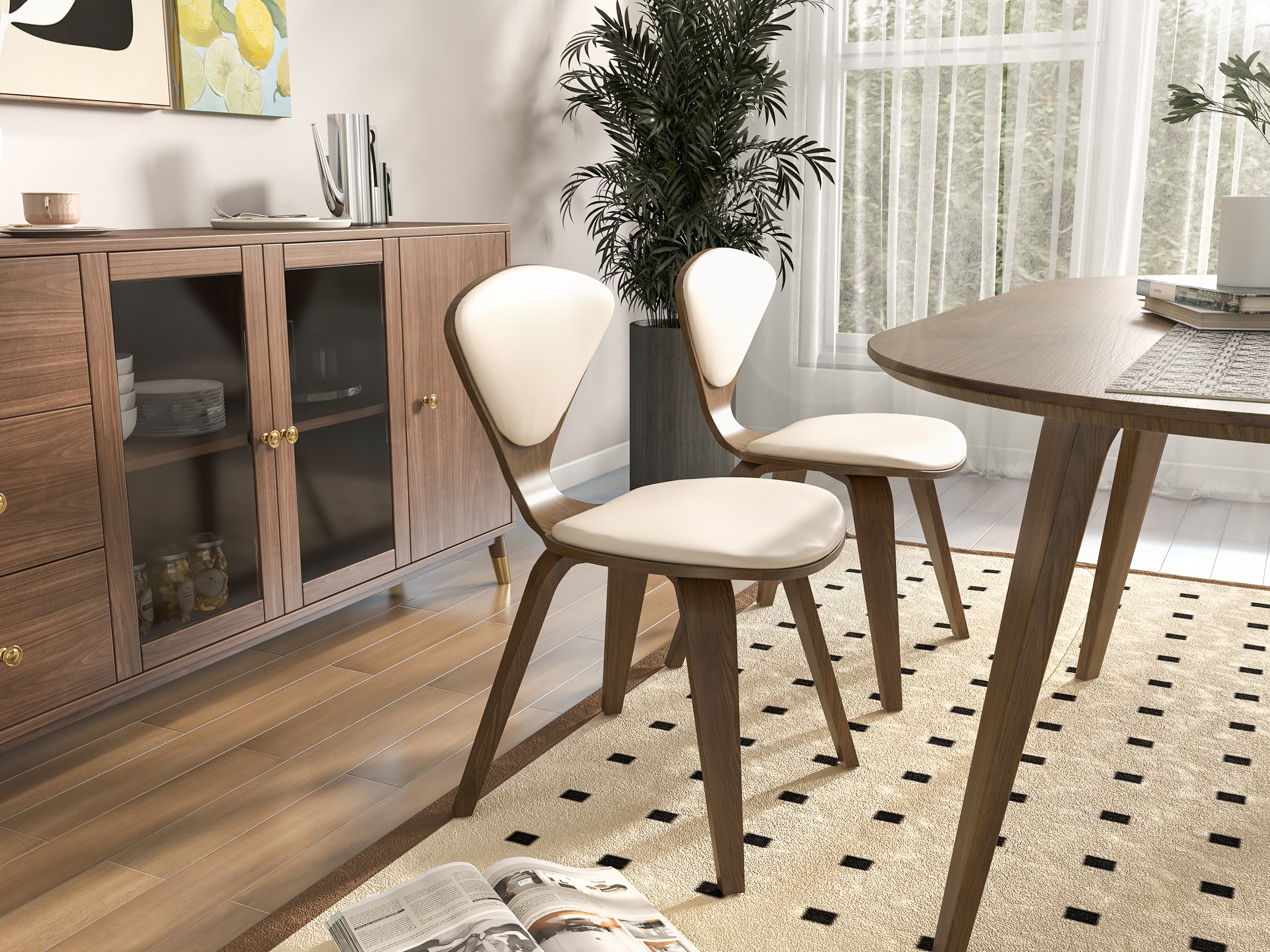 HMR - 63" Mid-Century Modern Oval Wood Dining Table Seats 6 People