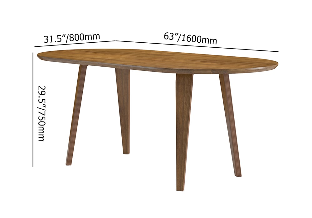 HMR - 63" Mid-Century Modern Oval Wood Dining Table Seats 6 People