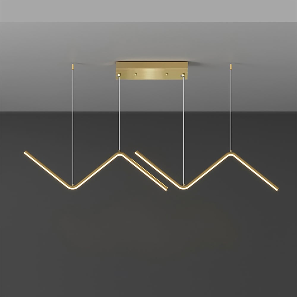 HMR - Minimalist Gold LED Island Light Fixture 2-Light Geometric Kitchen Pendant Light