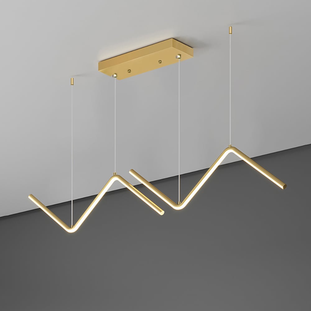 HMR - Minimalist Gold LED Island Light Fixture 2-Light Geometric Kitchen Pendant Light