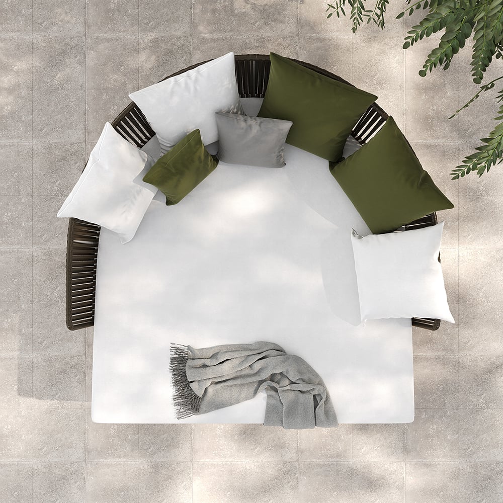 HMR - Modern Style Rattan & Metal Outdoor Patio Daybed with Cushion Pillow
