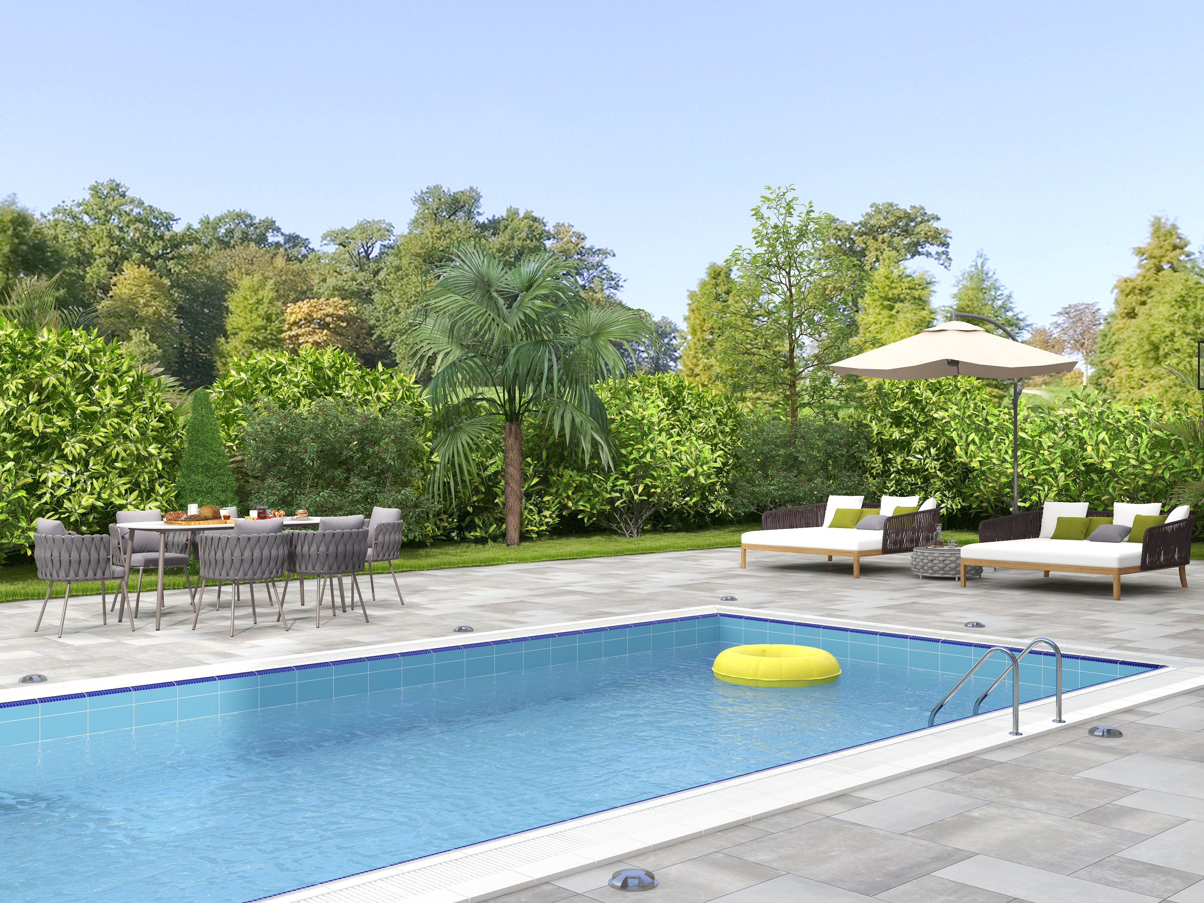 HMR - Modern Style Rattan & Metal Outdoor Patio Daybed with Cushion Pillow
