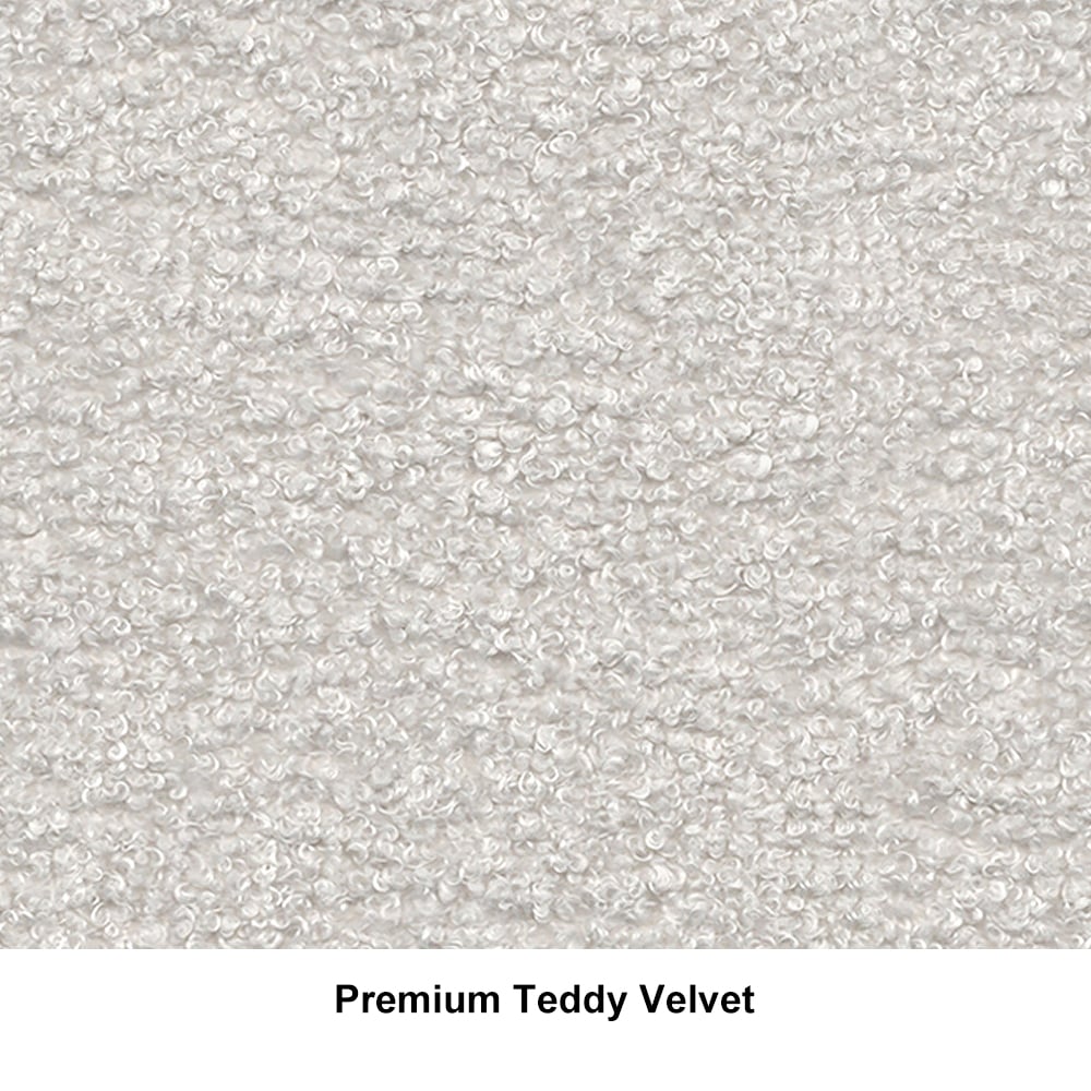 HMR - 82" Modern White Teddy Velvet 3 Seaters Curved Sofa for Living Room