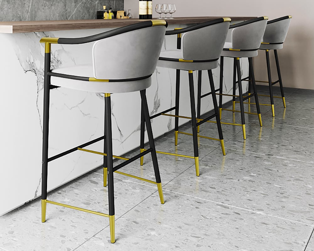 HMR - Craines Series Modern Velvet Upholstered Bar Stools