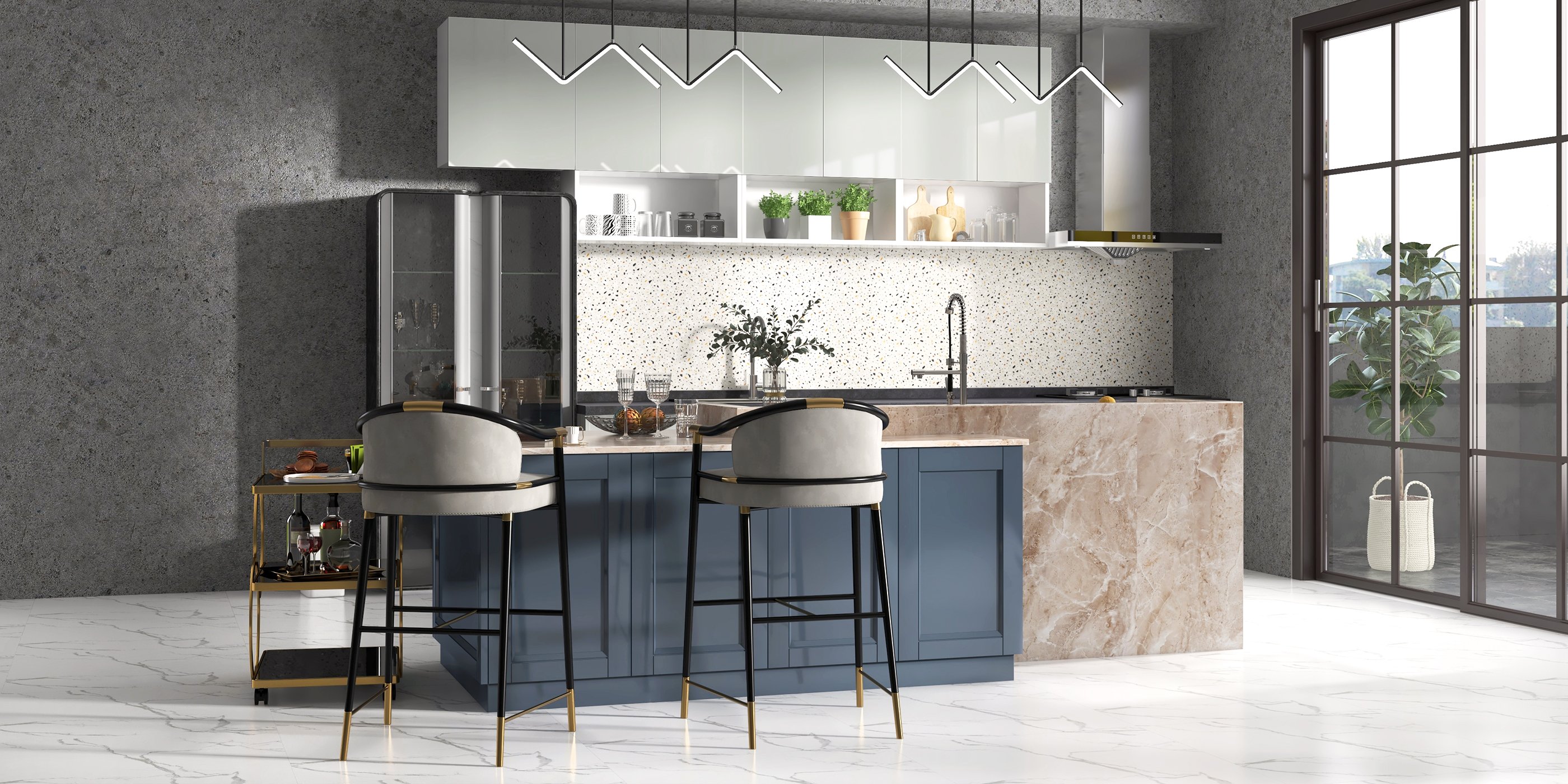 HMR - Craines Series Modern Velvet Upholstered Bar Stools