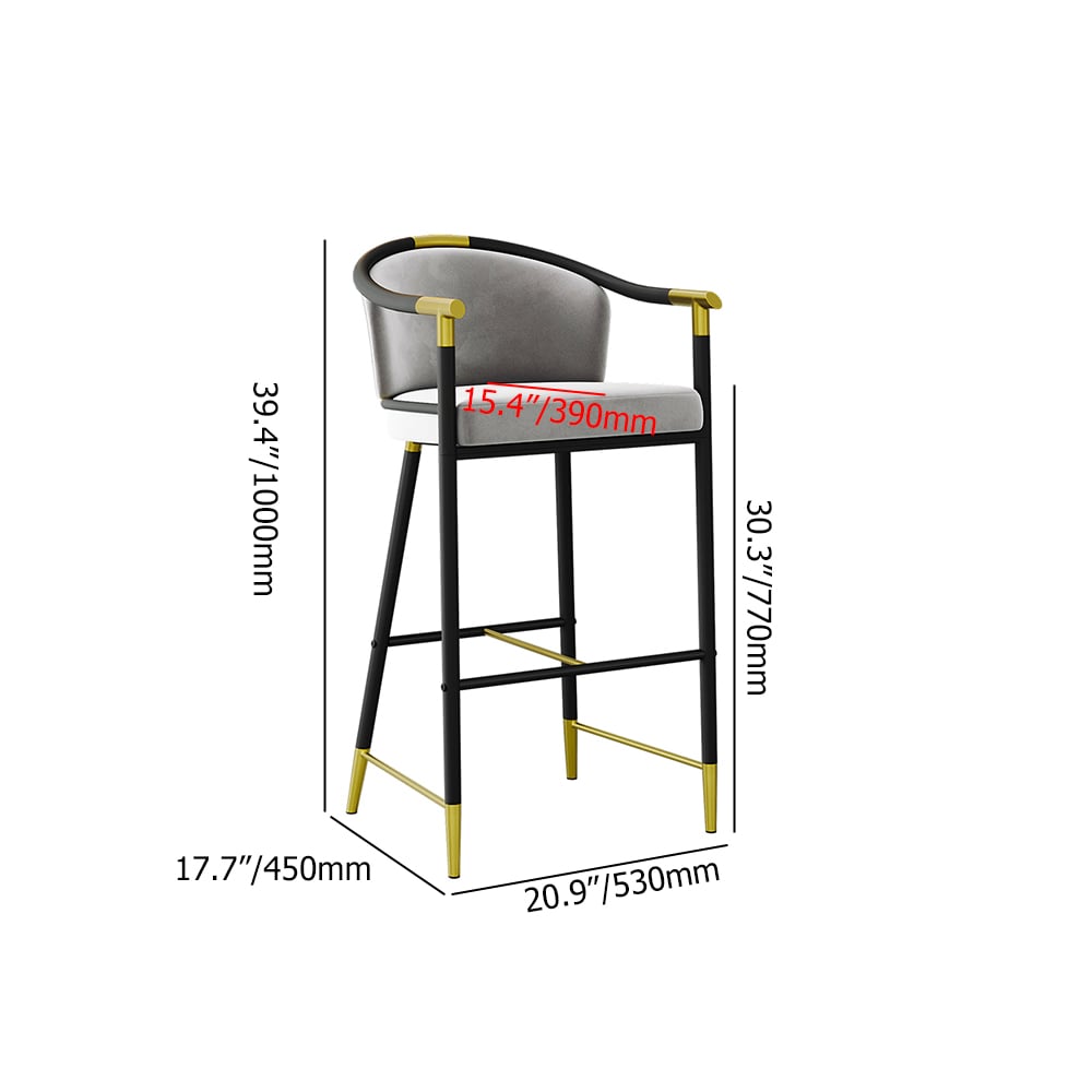 HMR - Craines Series Modern Velvet Upholstered Bar Stools