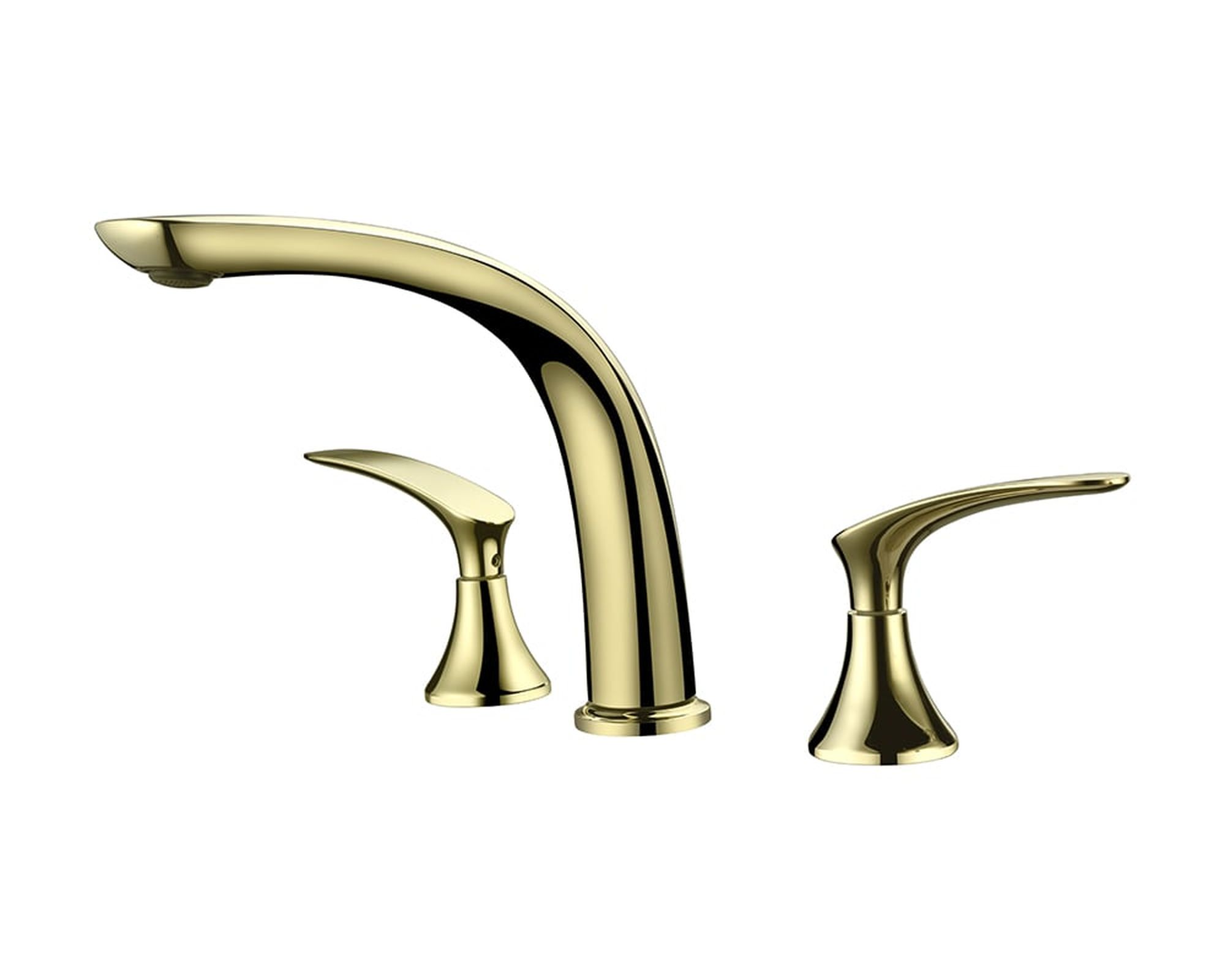 HMR Aerated Spout Widespread Bathroom Sink Faucet Solid Brass - Gold