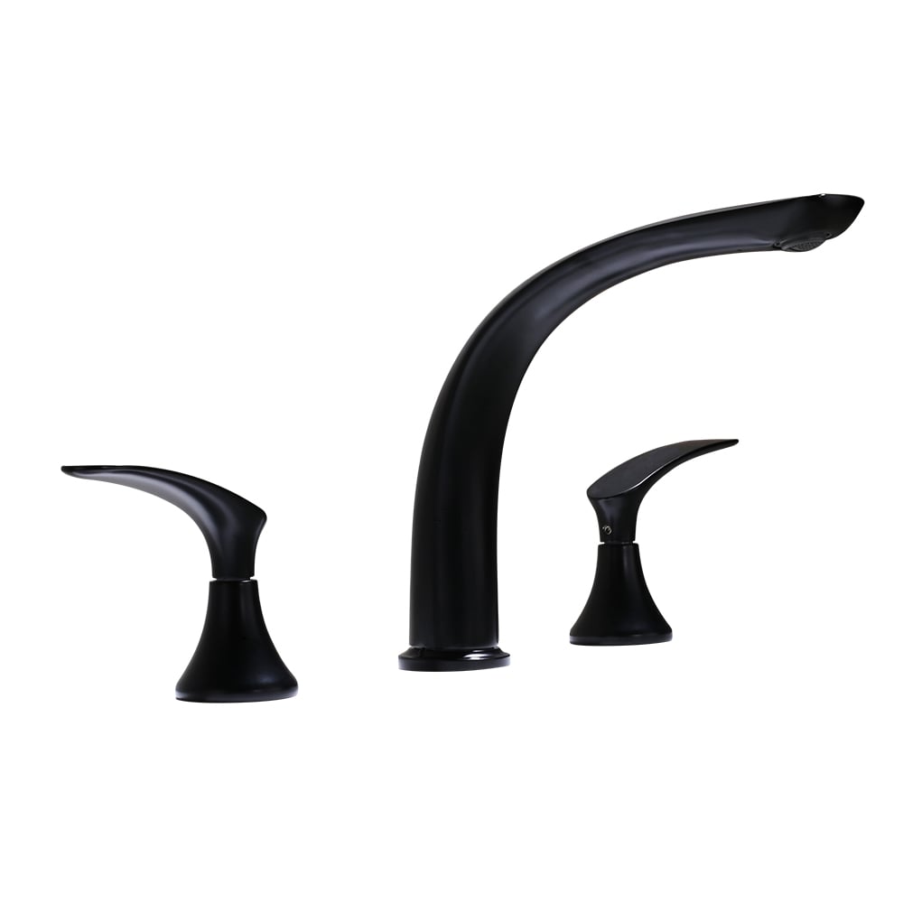 HMR Aerated Spout Widespread Bathroom Sink Faucet Solid Brass - Black