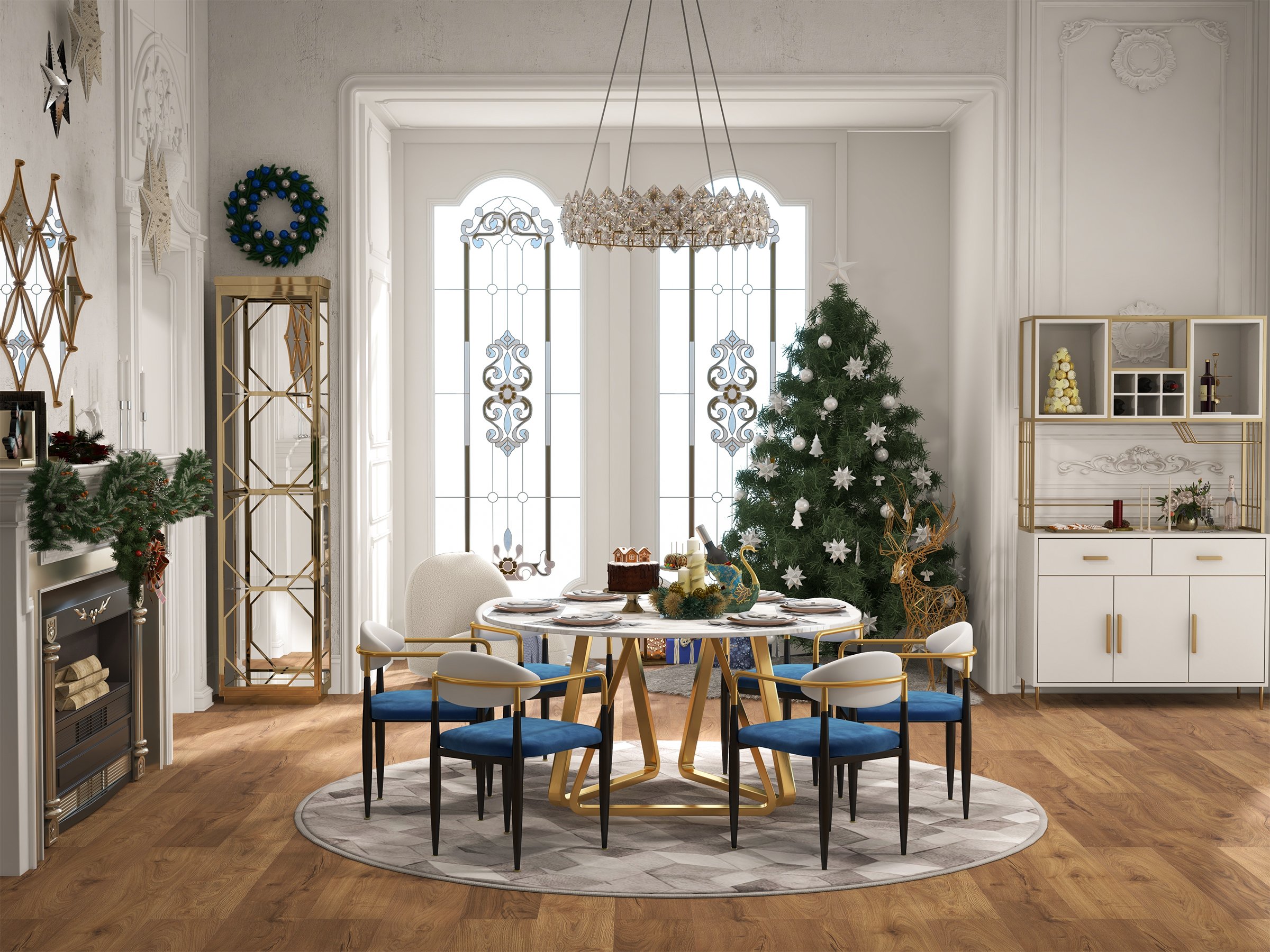HMR Crystack Crystal Modern Tiered Crystal Chandelier with Adjustable Cables - 8-Light