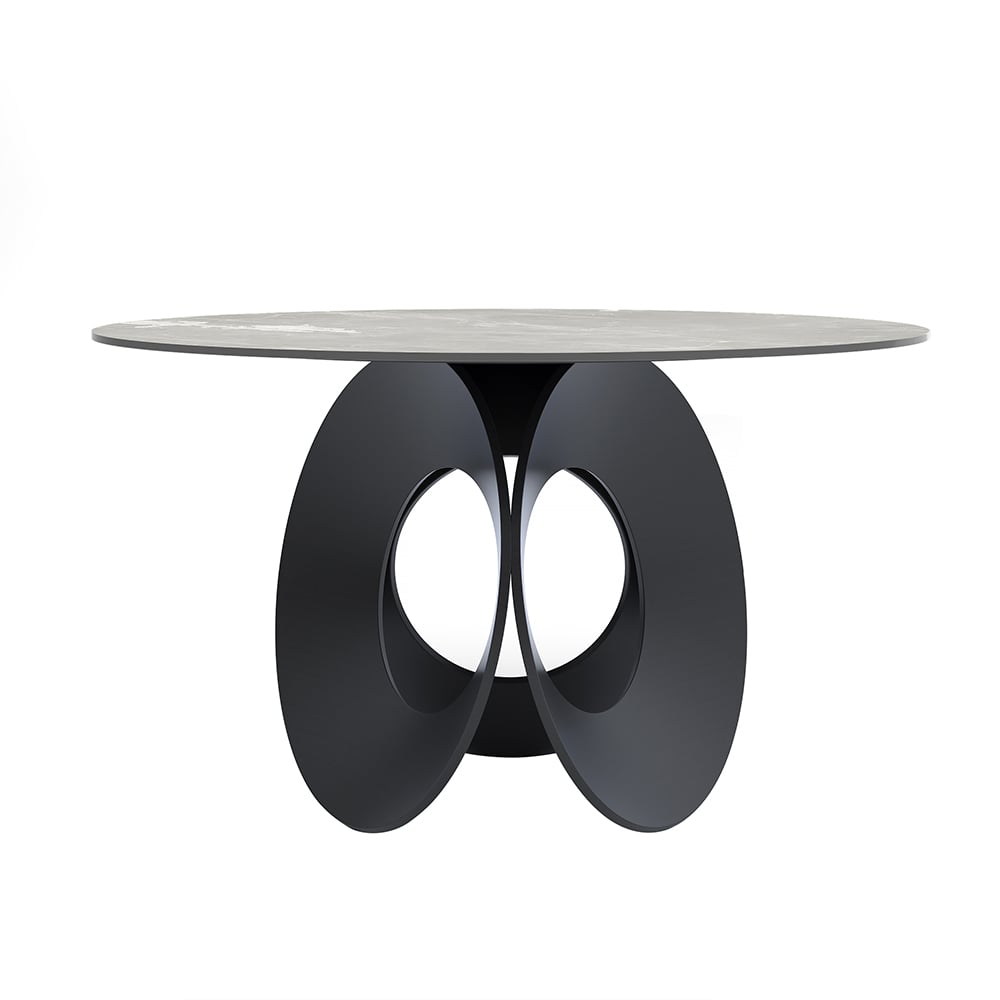 HMR - 51.2" Modern Style Round Sintered Stone Dining Table Seats 4-6 People