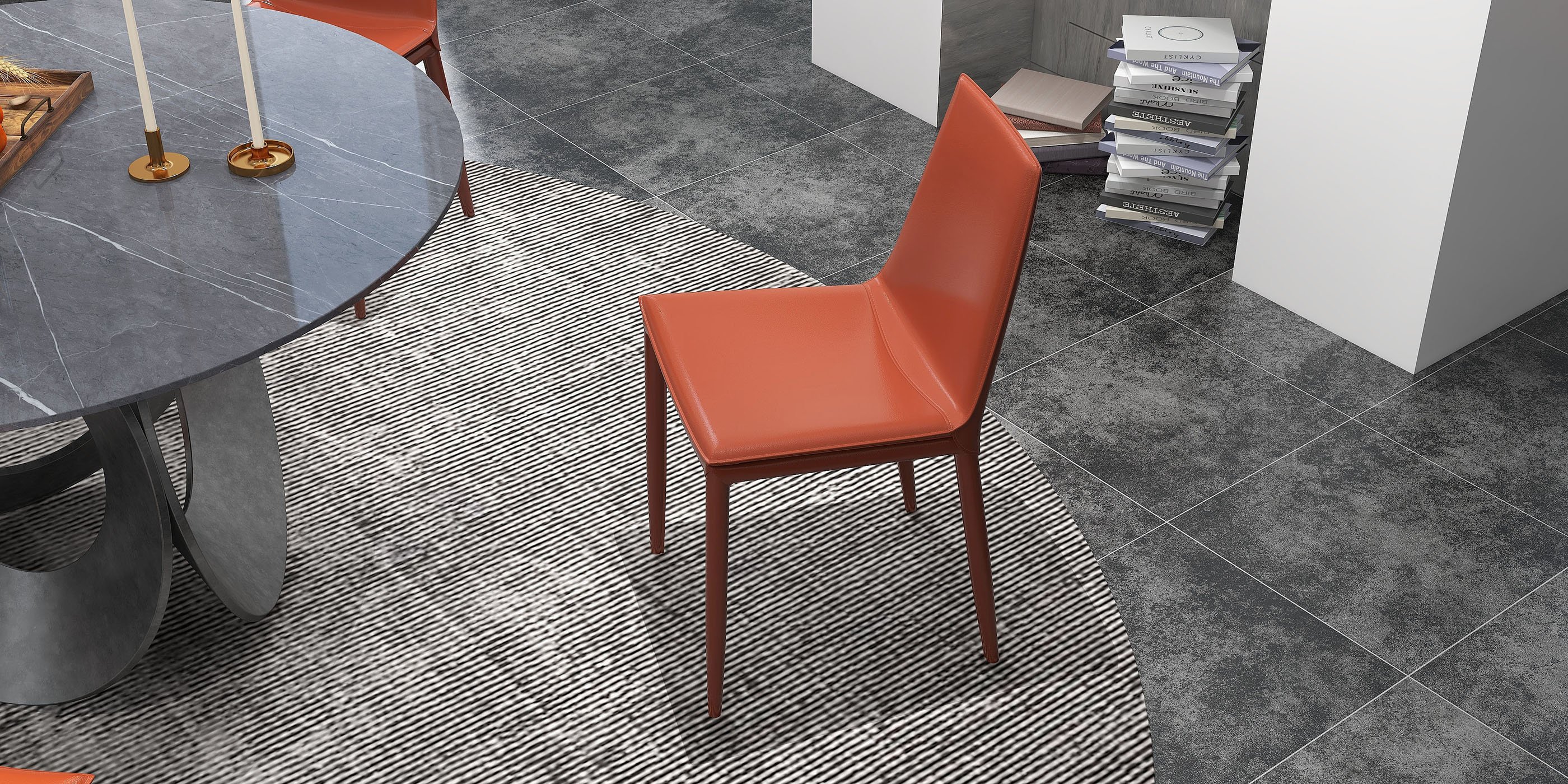 HMR - 51.2" Modern Style Round Sintered Stone Dining Table Seats 4-6 People