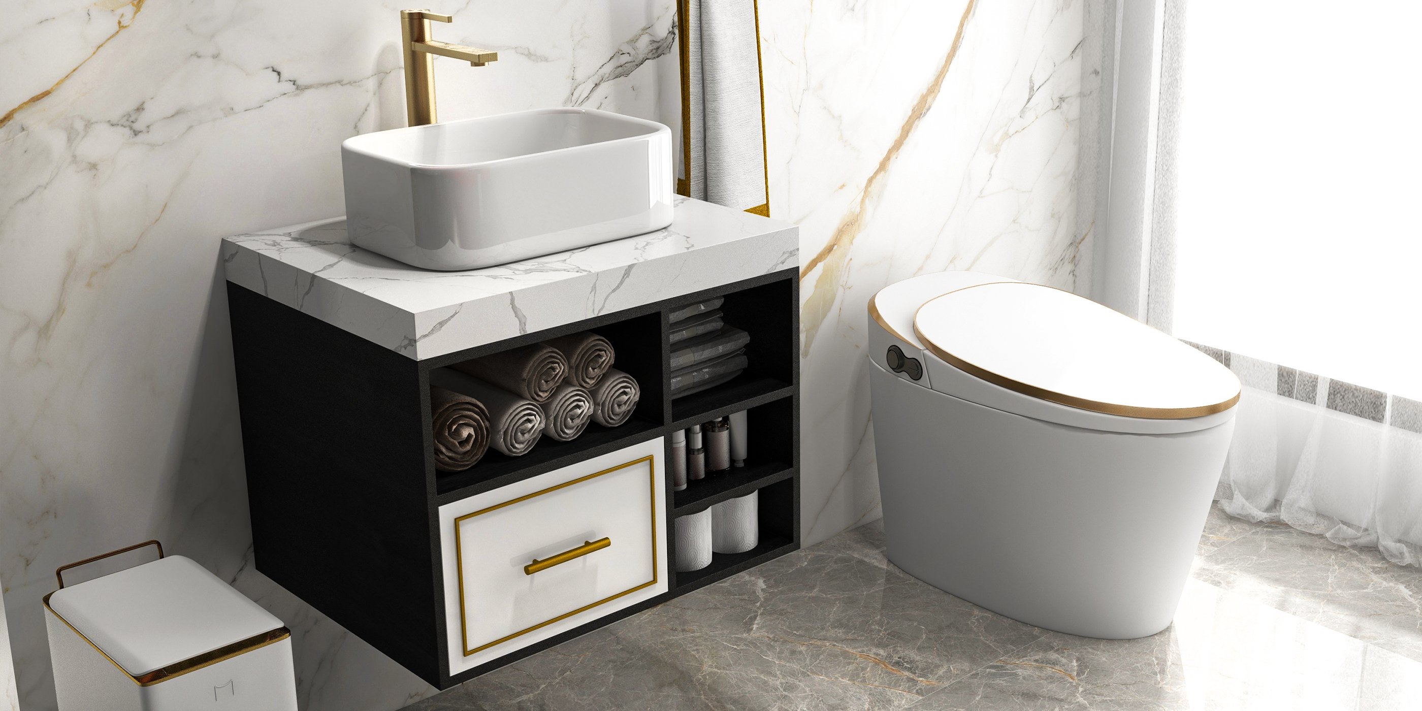 HMR - One-Piece Elongated Smart Toilet with Automatic Flushing