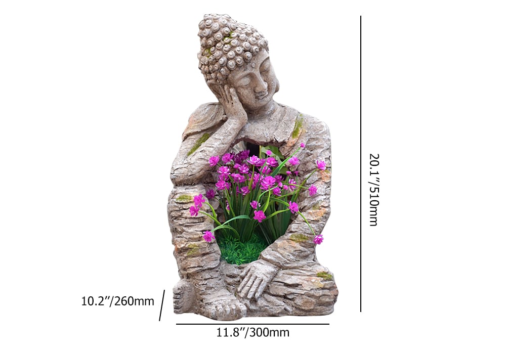 HMR - Outdoor Garden Sleeping Buddha Statue Sculpture Magnesium Oxide Flower Pot Planter Decor