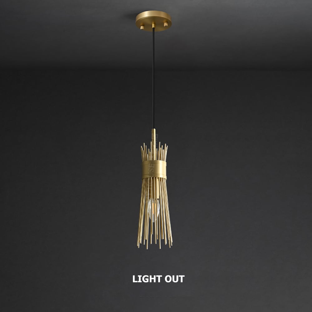 HMR - Jella Modern 1-Light Wheat-Straw Pendant Light with Adjustable Cable in Brass