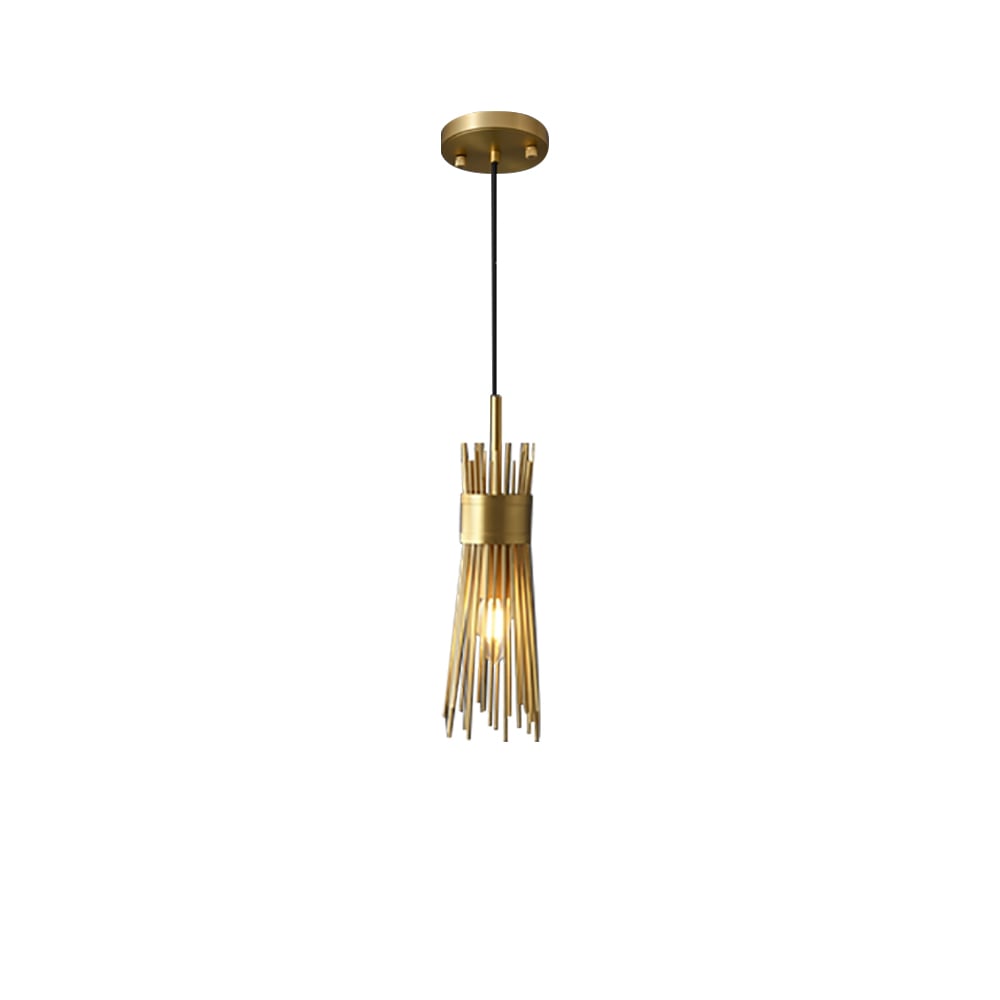 HMR - Jella Modern 1-Light Wheat-Straw Pendant Light with Adjustable Cable in Brass