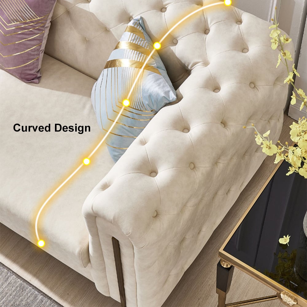 HMR - Taree Set of 2 86.6" Modern White Leath-aire Upholstered Sofa & Chair Living Room