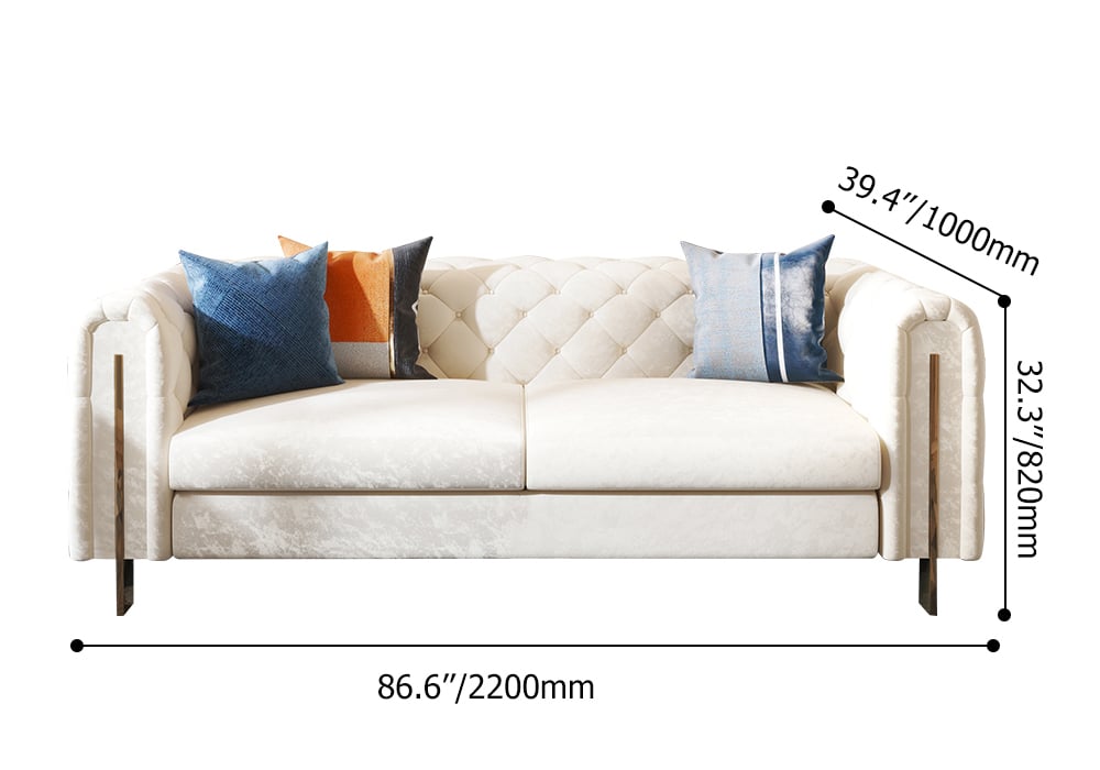 HMR - Taree Set of 2 86.6" Modern White Leath-aire Upholstered Sofa & Chair Living Room