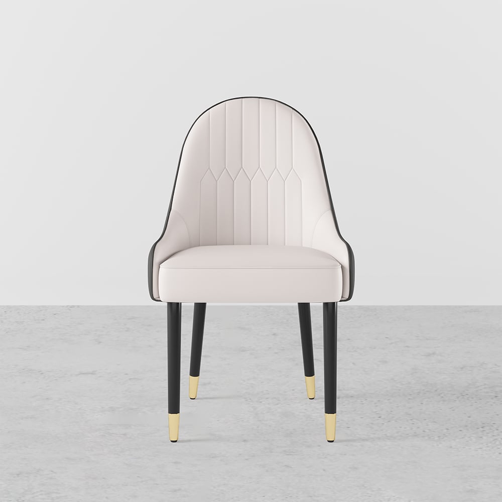 HMR Darg Series Modern PU Leather Upholstery Dining Chairs - White/Gray, Set of 2