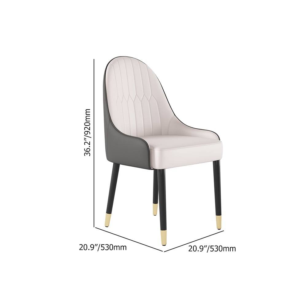 HMR Darg Series Modern PU Leather Upholstery Dining Chairs - White/Gray, Set of 2
