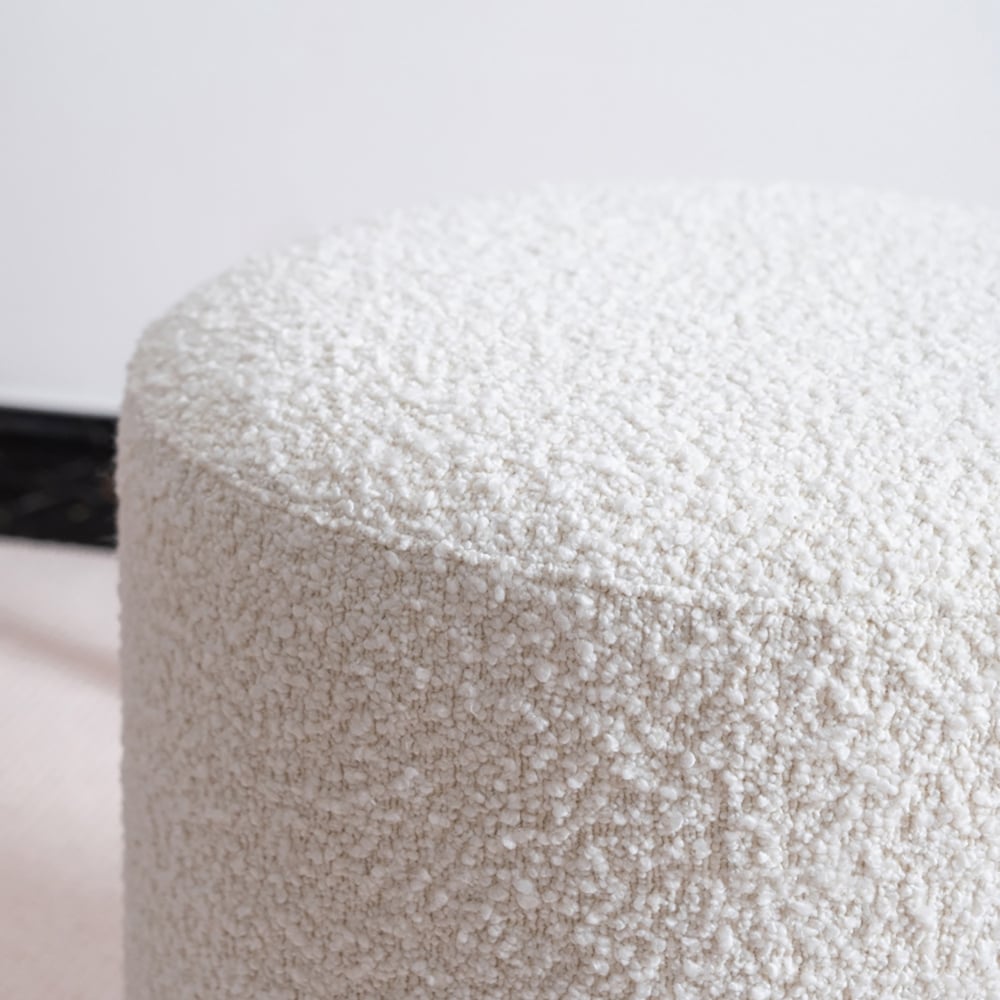 HMR - Modern White Round Lamb Wool Vanity Stool Makeup Stool