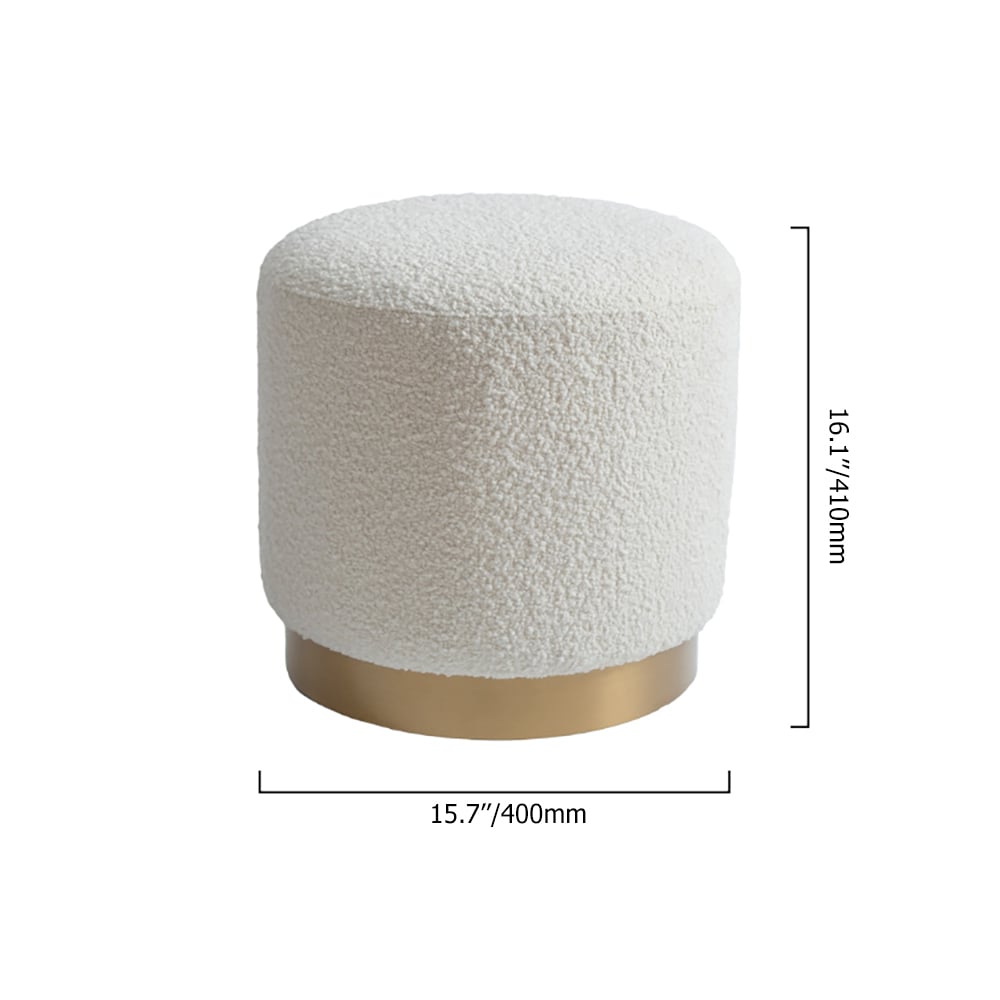 HMR - Modern White Round Lamb Wool Vanity Stool Makeup Stool