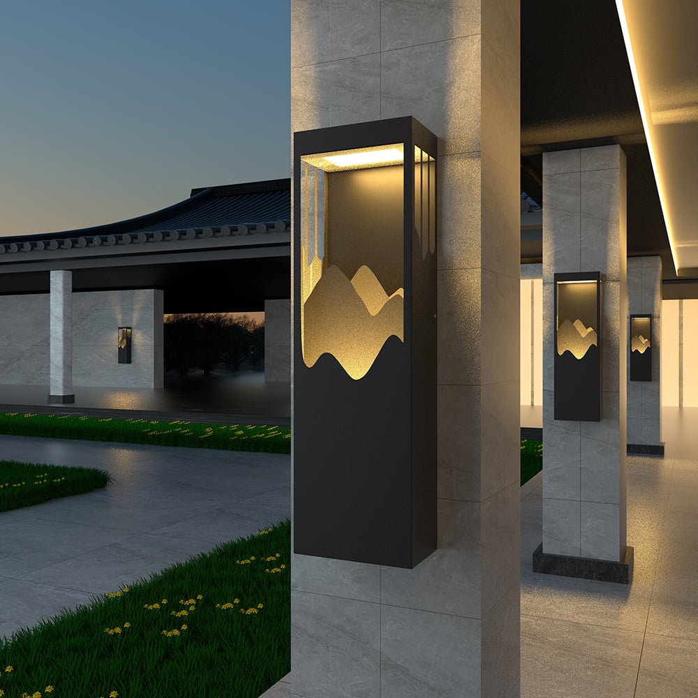 HMR - 26" Modern Flush Mounted LED Outdoor Lighting Wall Sconces Layered Cuboid