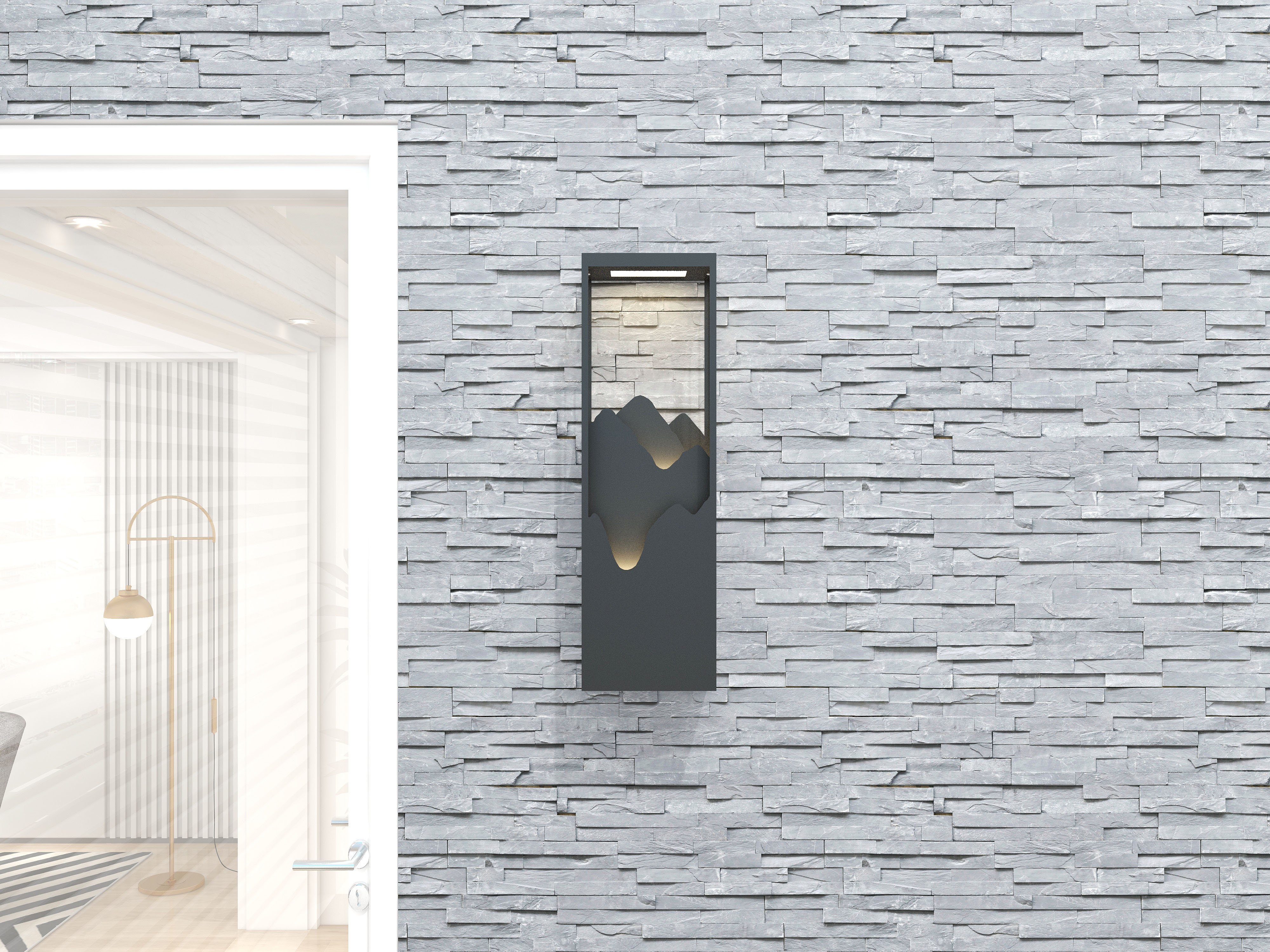 HMR - 26" Modern Flush Mounted LED Outdoor Lighting Wall Sconces Layered Cuboid
