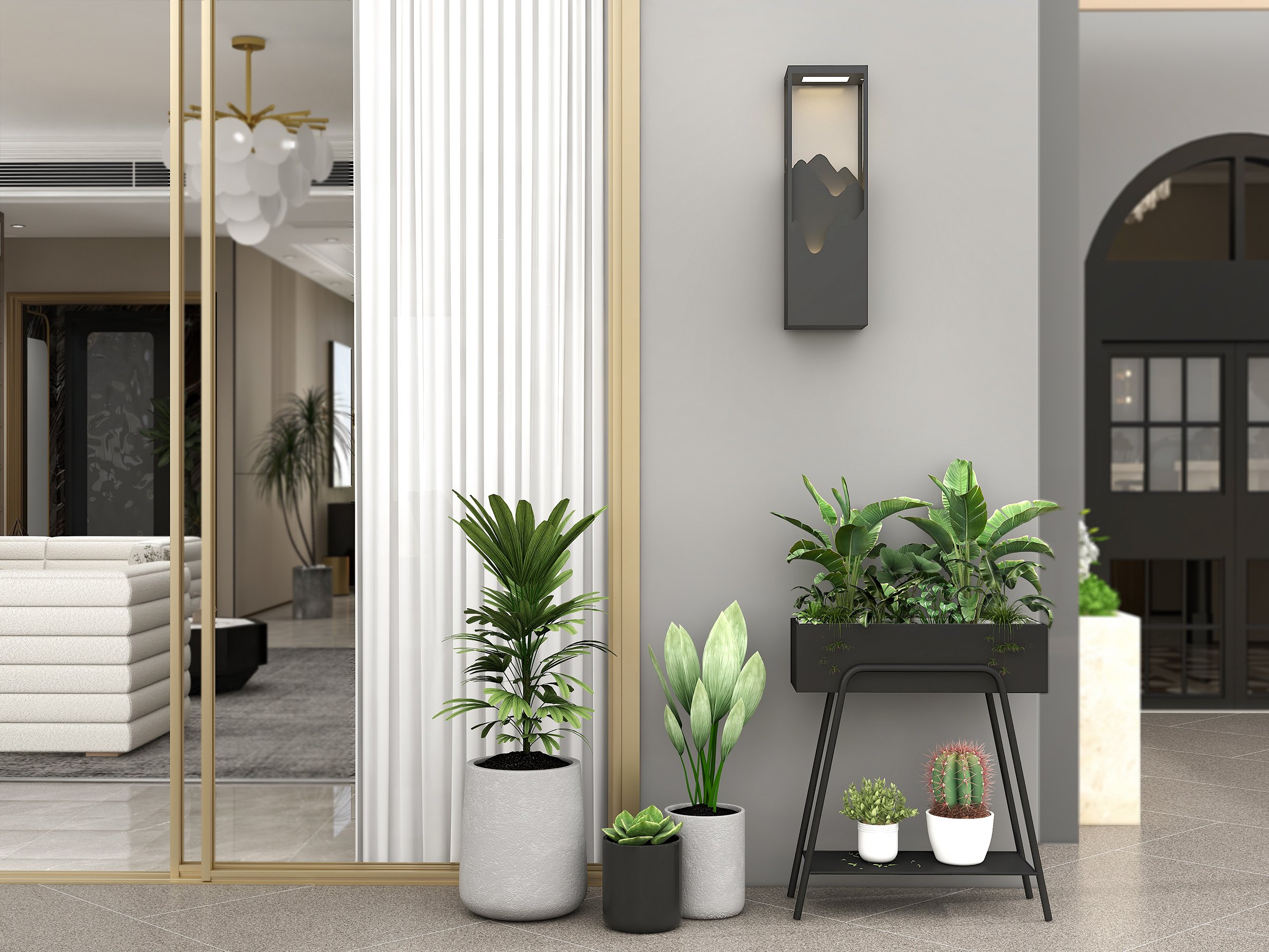 HMR - 26" Modern Flush Mounted LED Outdoor Lighting Wall Sconces Layered Cuboid