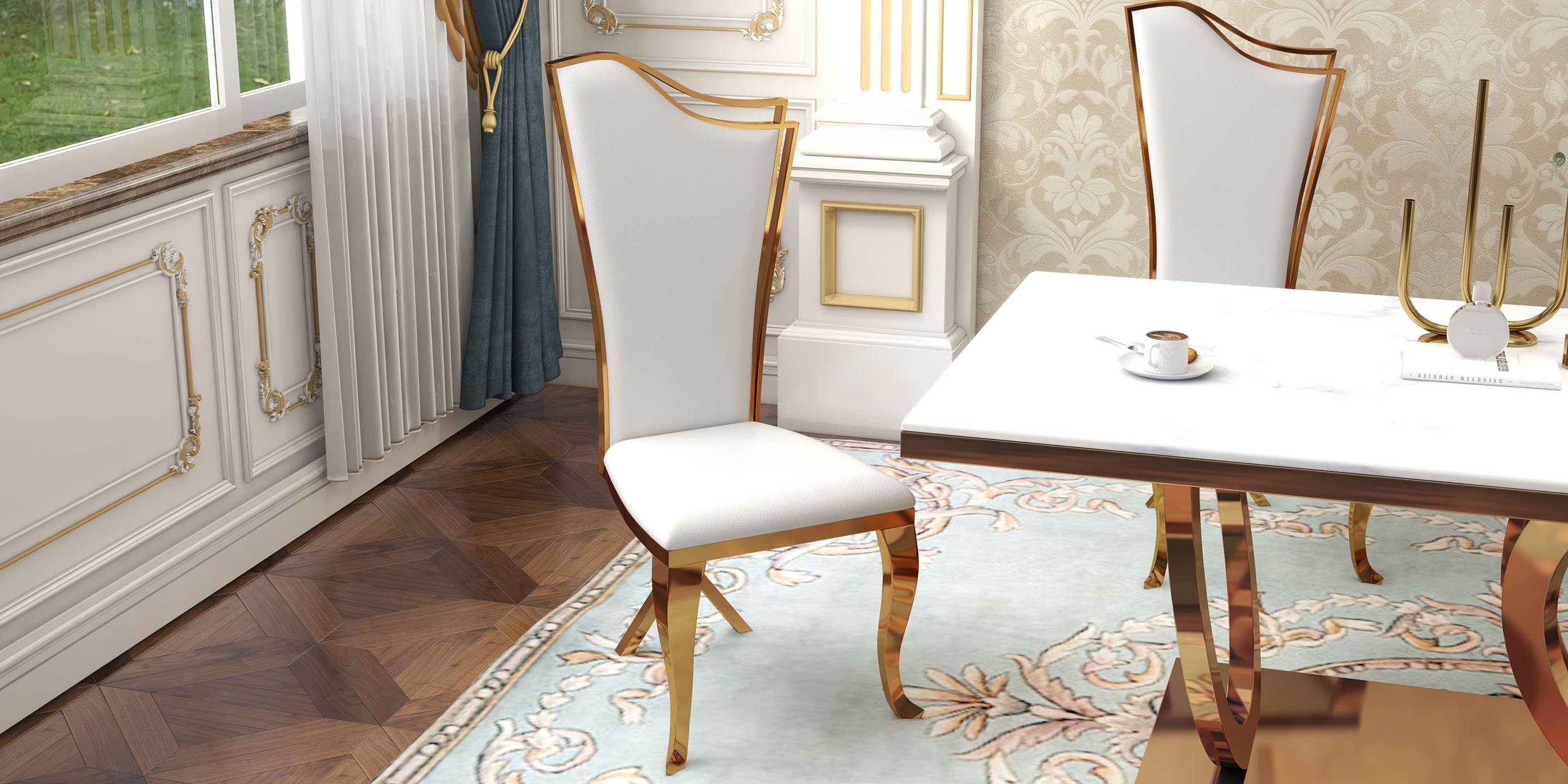 HMR - 78.7" Affordable Luxury Modern Rectangle Sintered Stone Dining Table Seats 6-8 People