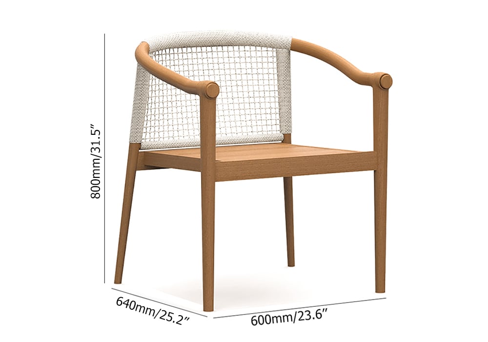 HMR - 7-Pieces Teak Outdoor Dining Set Wood Round Dining Table with 6 Chairs in Natural