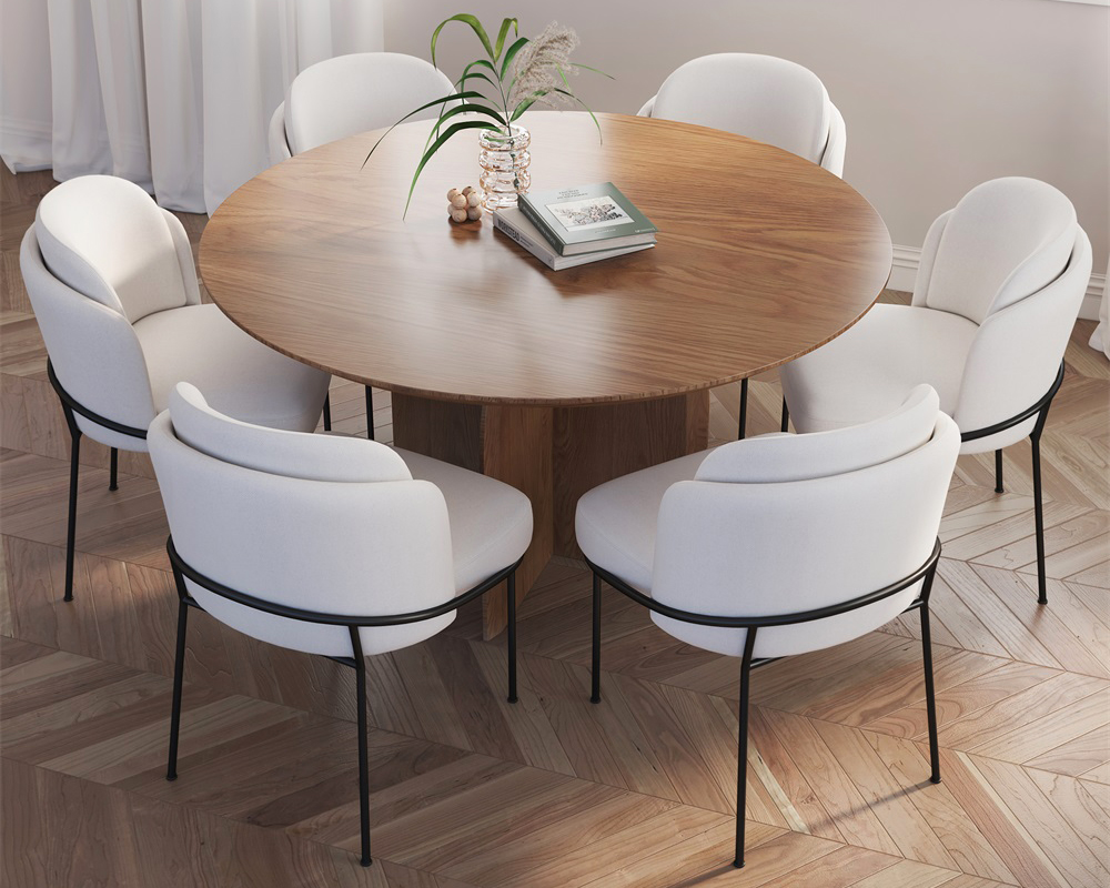 HMR Modern Wood Round Dining Table - Walnut, 39.4 (Seats 2-4 People)
