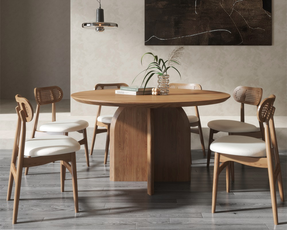 HMR Modern Wood Round Dining Table - Walnut, 39.4 (Seats 2-4 People)