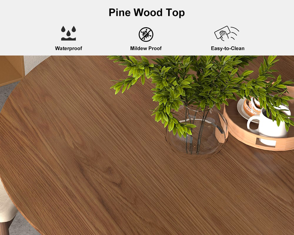 HMR Modern Wood Round Dining Table - Walnut, 39.4 (Seats 2-4 People)