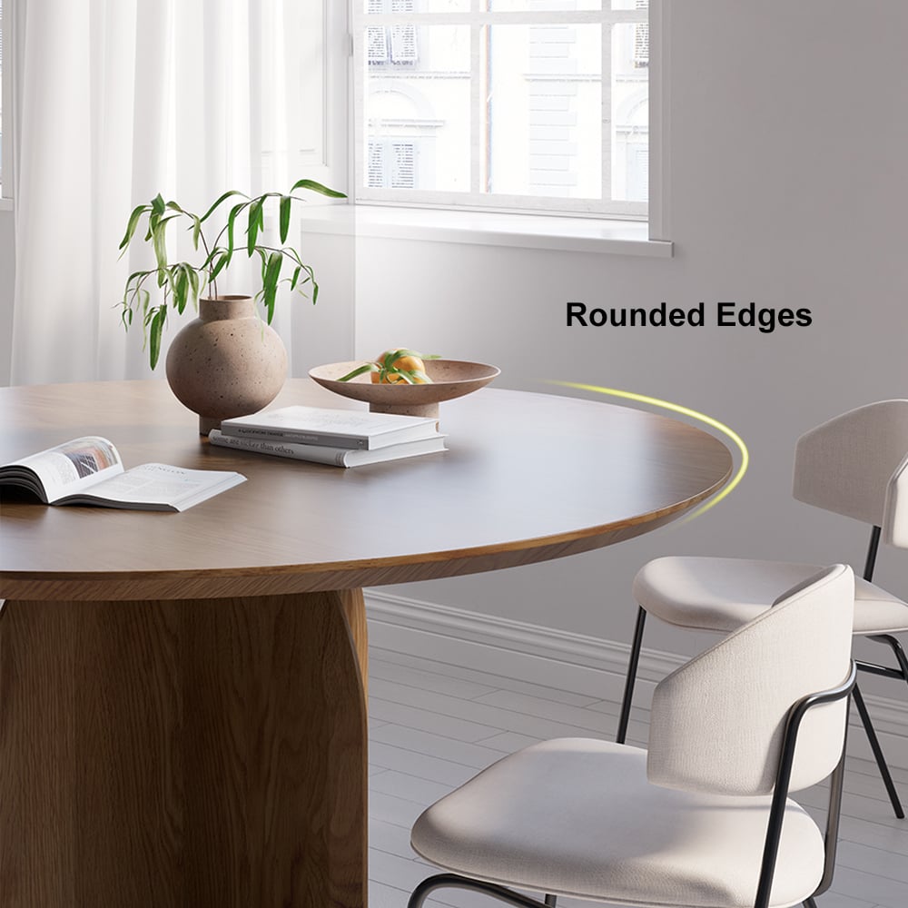HMR Modern Wood Round Dining Table - Walnut, 39.4 (Seats 2-4 People)