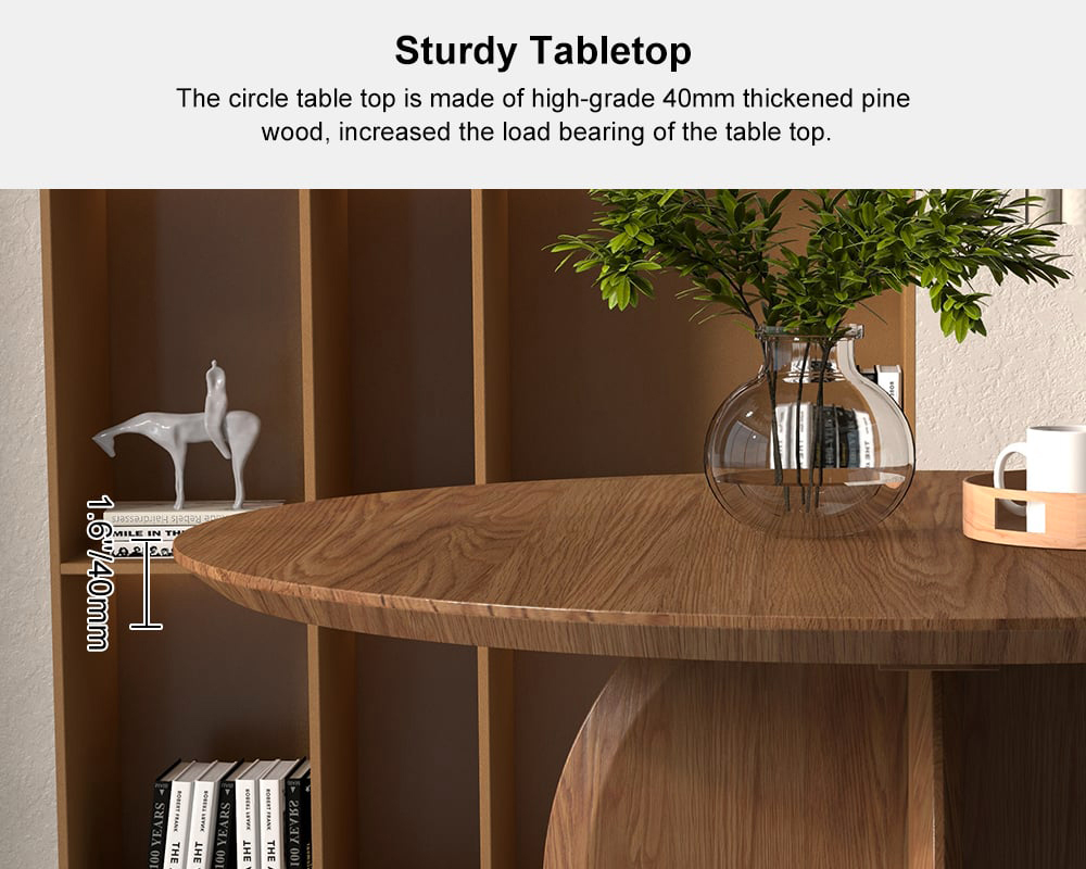 HMR Modern Wood Round Dining Table - Walnut, 39.4 (Seats 2-4 People)