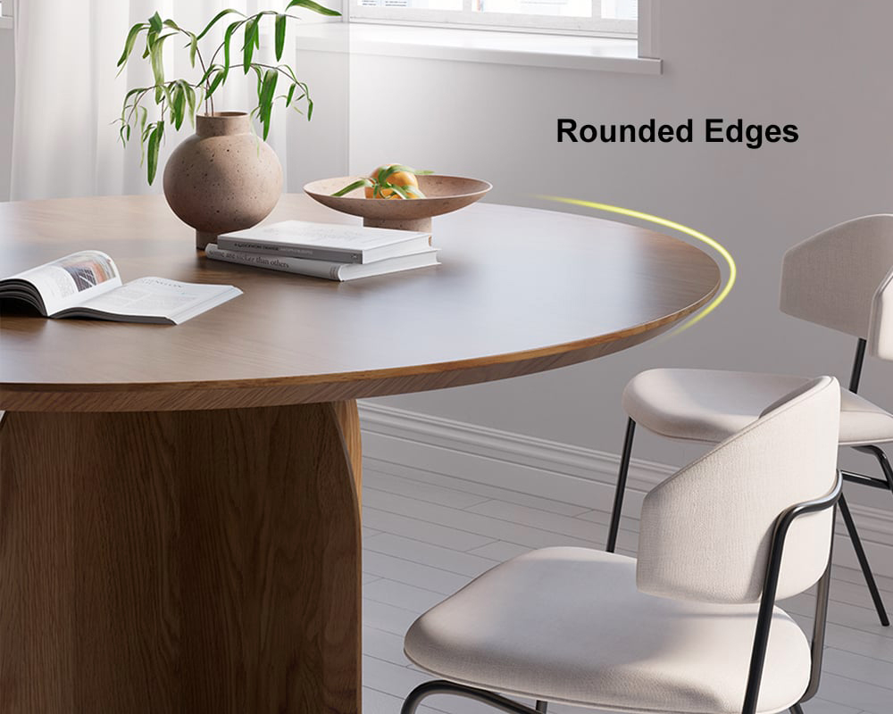 HMR Modern Wood Round Dining Table - Walnut, 39.4 (Seats 2-4 People)