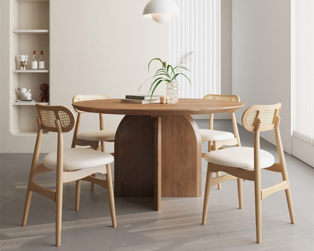 HMR Modern Wood Round Dining Table - Walnut, 39.4 (Seats 2-4 People)