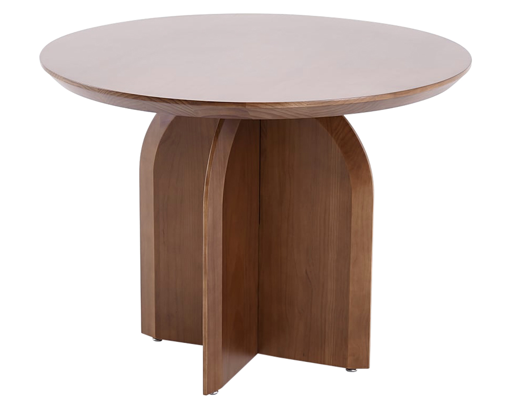 HMR Modern Wood Round Dining Table - Walnut, 39.4 (Seats 2-4 People)
