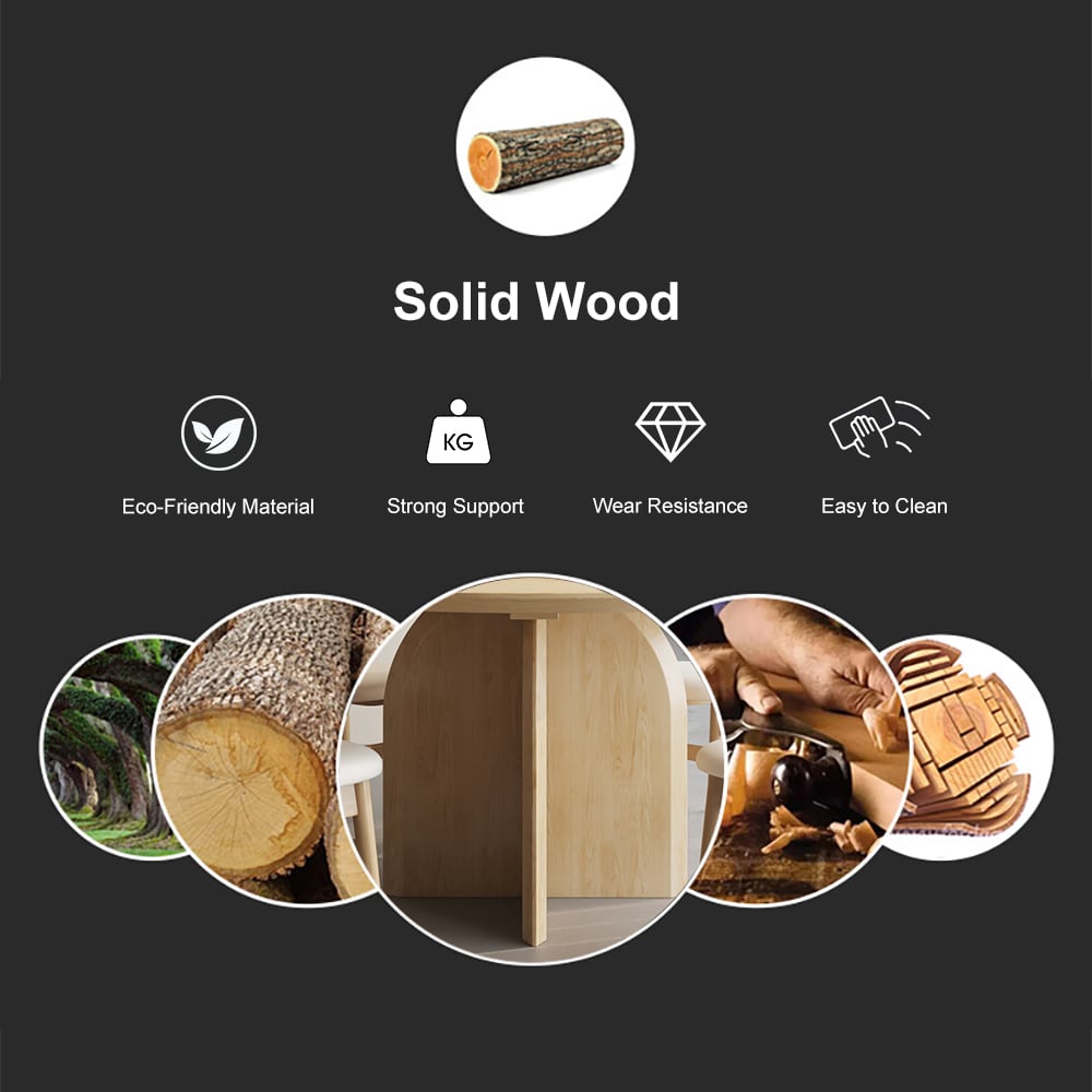 HMR Modern Wood Round Dining Table - Natural, 59.1" (Seats 6-8 People)