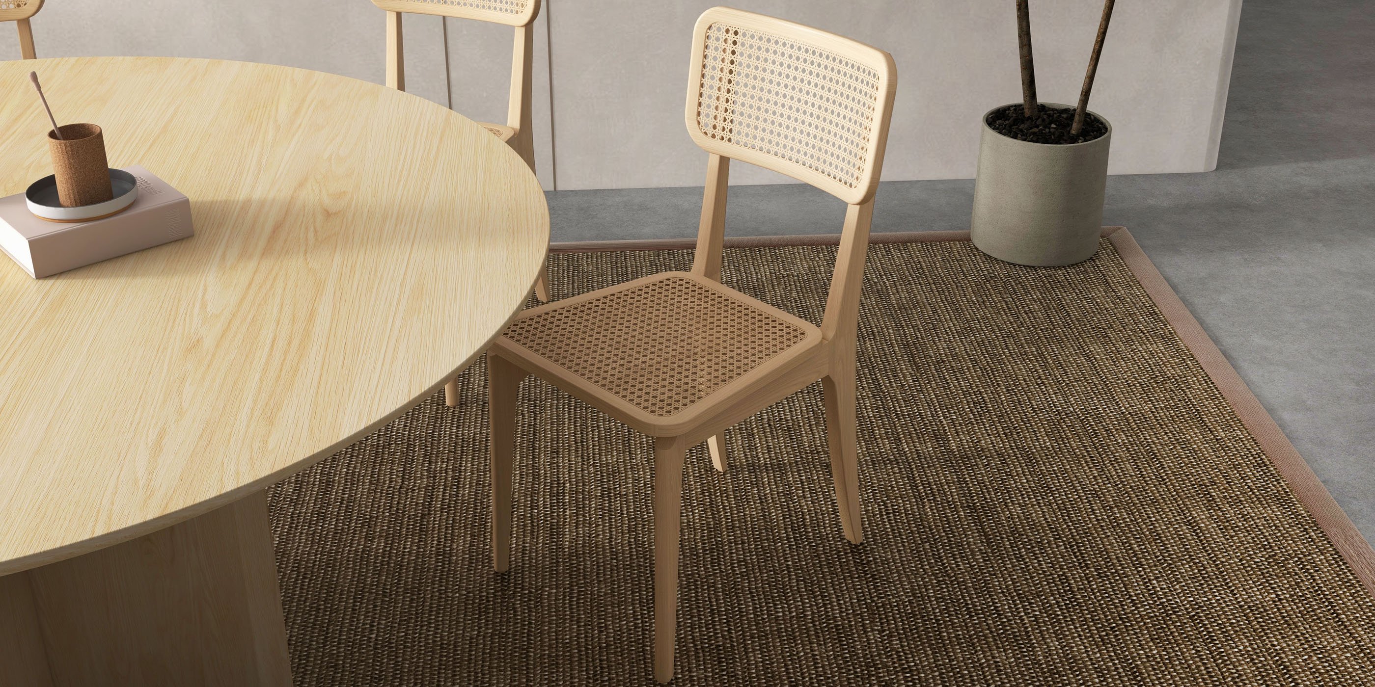 HMR Modern Wood Round Dining Table - Natural, 59.1" (Seats 6-8 People)