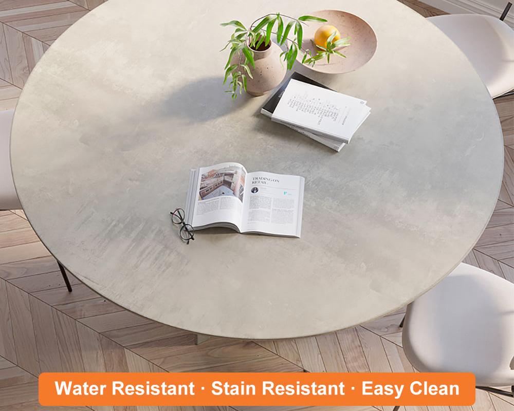HMR Modern Wood Round Dining Table - Gray, 59.1" (Seats 6-8 People)