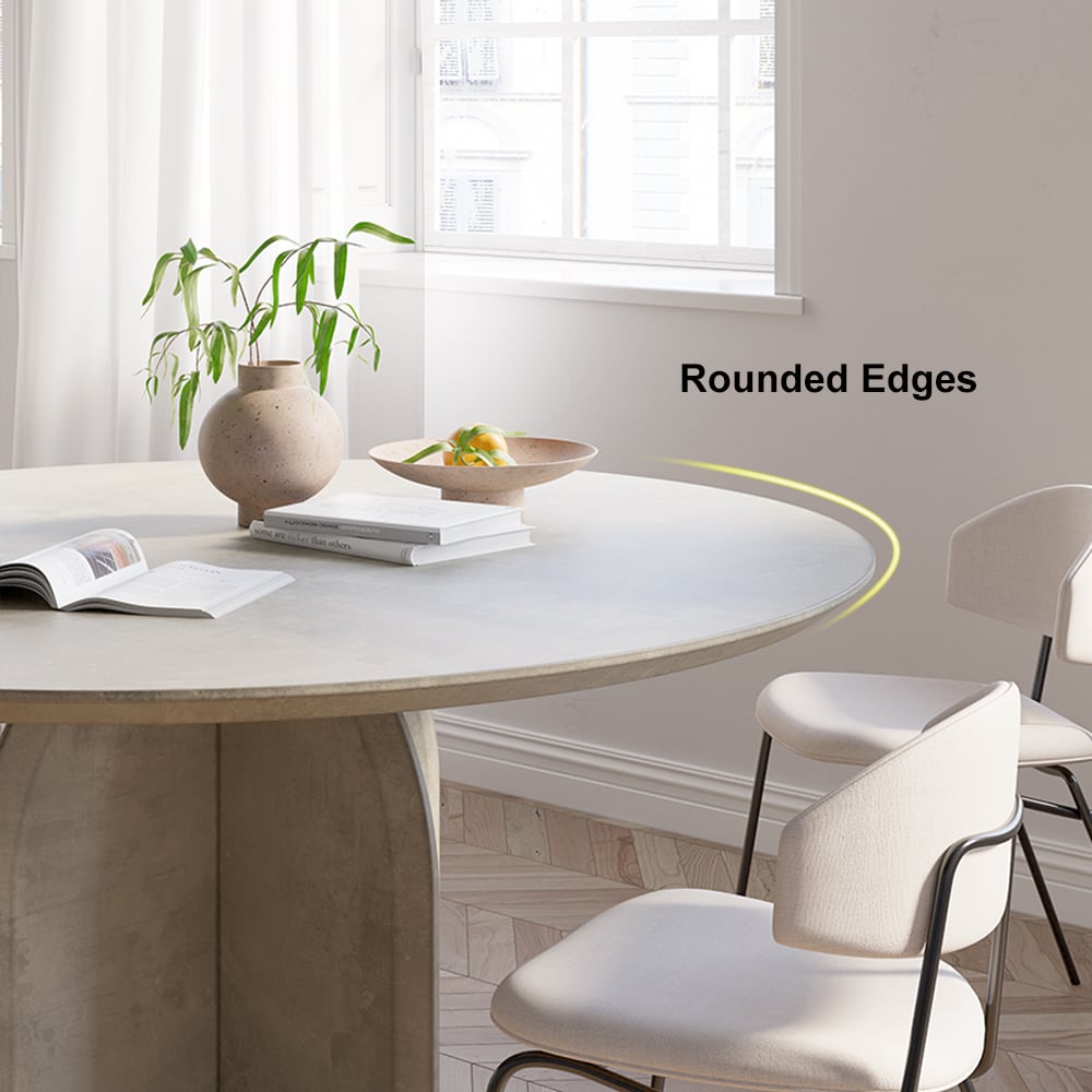 HMR Modern Wood Round Dining Table - Gray, 59.1" (Seats 6-8 People)