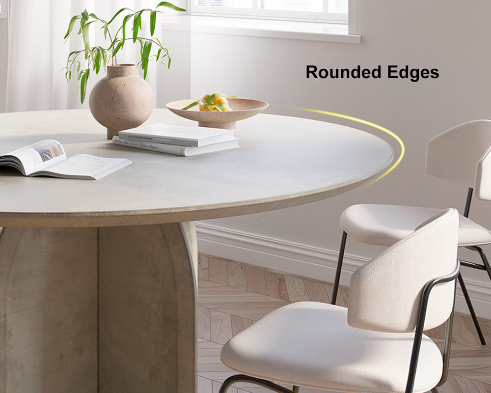 HMR Modern Wood Round Dining Table - Gray, 59.1" (Seats 6-8 People)