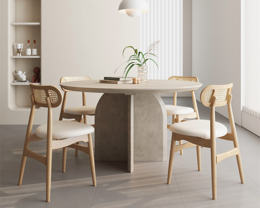 HMR Modern Wood Round Dining Table - Gray, 59.1" (Seats 6-8 People)